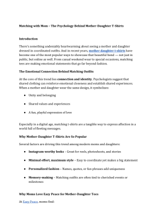 Matching with Mom – The Psychology Behind Mother-Daughter T-Shirts