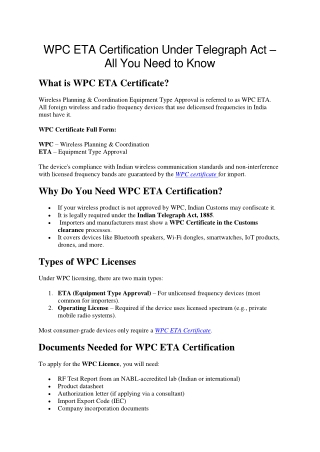 WPC ETA Certification Under Telegraph Act – All You Need to Know