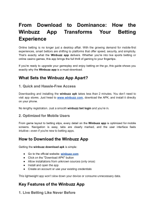 From Download to Dominance_ How the Winbuzz App Transforms Your Betting Experience
