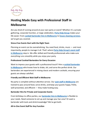 Hosting Made Easy with Professional Staff in Melbourne