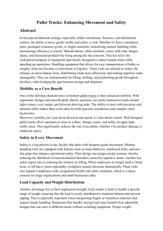 Pallet Trucks: Enhancing Movement and Safety