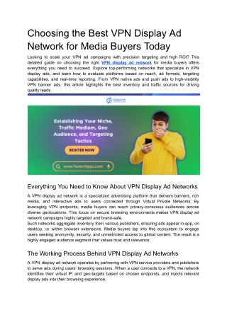 Choosing the Best VPN Display Ad Network for Media Buyers Today