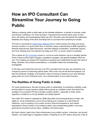 How an IPO Consultant Can Streamline Your Journey to Going Public