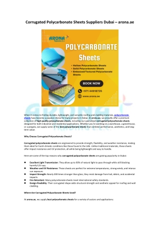 Corrugated Polycarbonate Sheets Suppliers Dubai