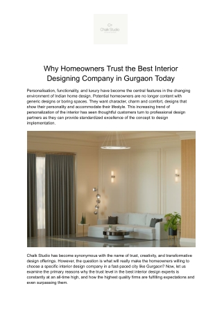 Why We're the Best Interior Designing Company in Gurgaon