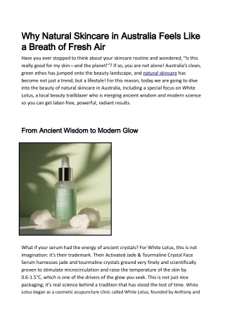 Why Natural Skincare in Australia Feels Like a Breath of Fresh Air