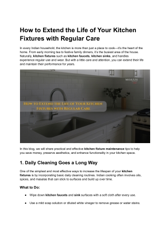 How to Extend the Life of Your Kitchen Fixtures with Regular Care