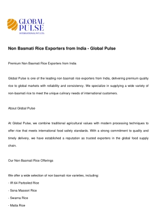 Non Basmati Rice Exporters