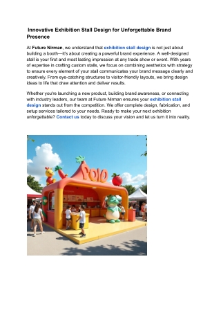 Innovative Exhibition Stall Design for Unforgettable Brand Presence