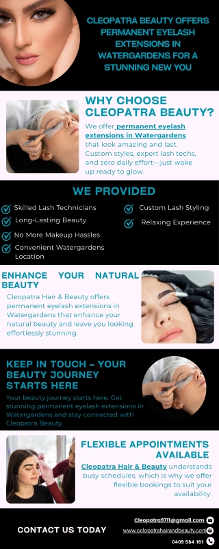 Cleopatra Beauty Offers Permanent Eyelash Extensions in Watergardens for a Stunning New You