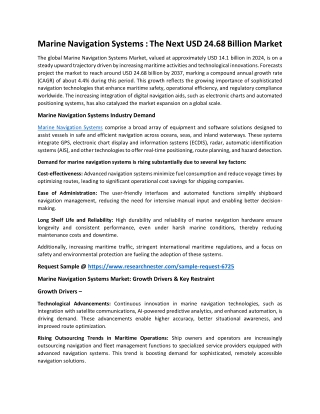 Marine Navigation Systems Market Report: 2037 Analysis