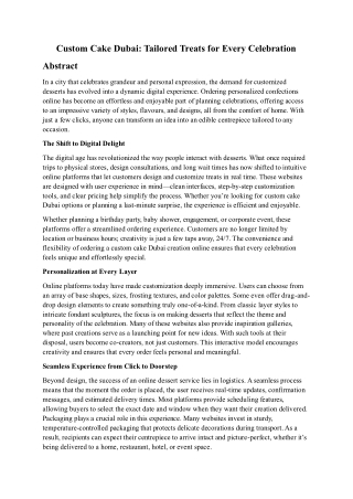 Custom Cake Dubai: Tailored Treats for Every Celebration