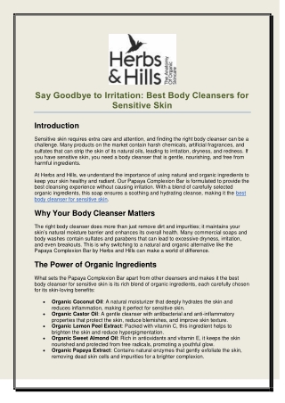 Say Goodbye to Irritation Best Body Cleansers for Sensitive Skin