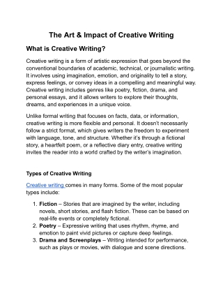 The Art & Impact of Creative Writing