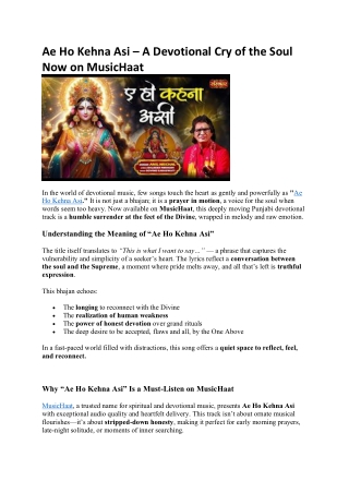 Ae Ho Kehna Asi – A Voice of Devotion and Surrender Through Musichaat