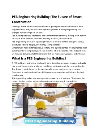 PEB Engineering Building_ The Future of Smart Construction