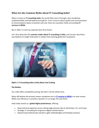 What Are the Common Myths About IT Consulting India