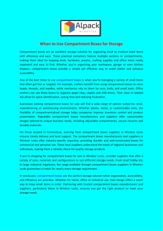 When to Use Compartment Boxes for Storage