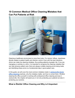 Top 10 Medical Office Cleaning Mistakes That Could Put Patients at Risk