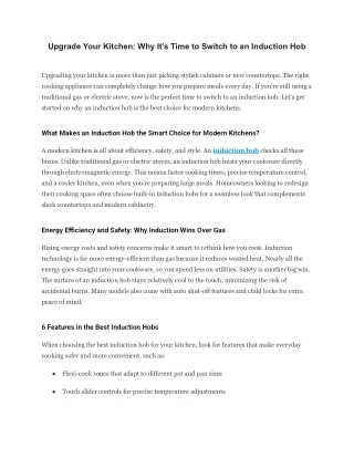 Upgrade Your Kitchen: Why It’s Time to Switch to an Induction Hob