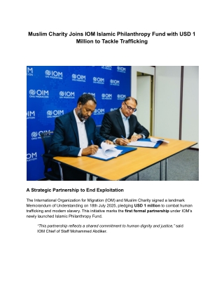 Muslim Charity Donates $1M to Fight Human Trafficking