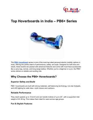 Top Hoverboards in India – PB6  Series by Hoverpro