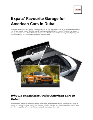 Expats’ Favourite Garage for American Cars in Dubai