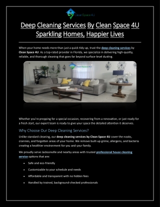 Deep Cleaning Services By Clean Space 4U