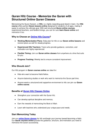 Memorize the Quran with Structured Online Quran Classes