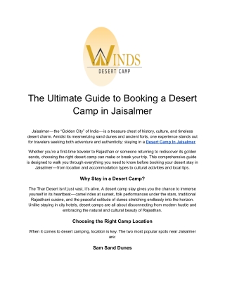 The Ultimate Guide to Booking a Desert Camp in Jaisalmer