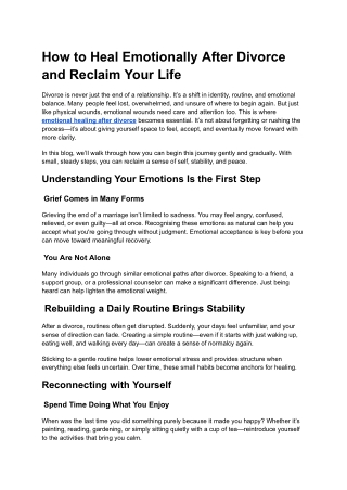 How to Heal Emotionally After Divorce and Reclaim Your Life