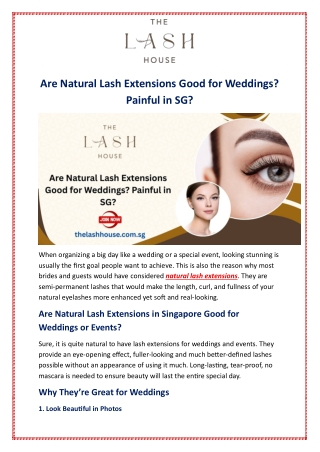 Are Natural Lash Extensions Good for Weddings? Painful in SG?