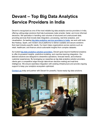 Devant – Top Big Data Analytics Service Providers in India