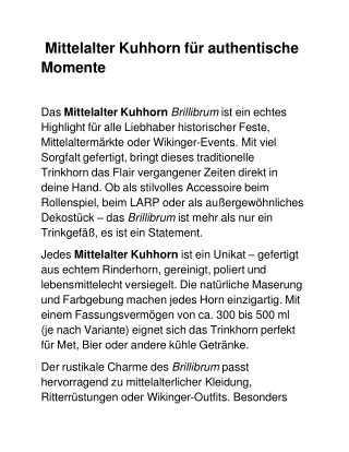 Mittelalter Kuhhorn für authentische Momente