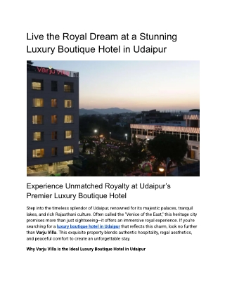 Luxury Boutique Hotel in Udaipur