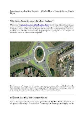 Properties on Ayodhya Road Lucknow