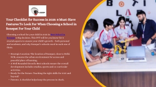 Your Checklist for Success in 2025 8 Must-Have Features To Look For When Choosing a School in Sonepat For Your Child