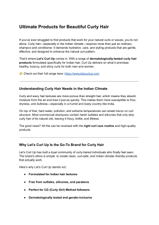 Ultimate Products for Beautiful Curly Hair