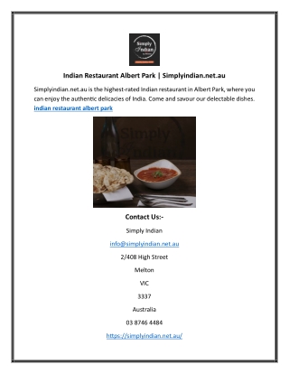 Indian Restaurant Albert Park | Simplyindian.net.au