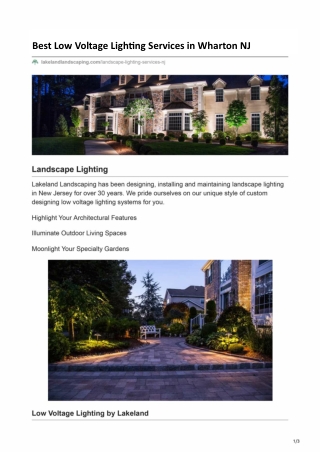 Landscape Outdoor Lighting Services in Wharton NJ