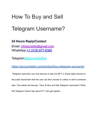 How To Buy and Sell Telegram Username