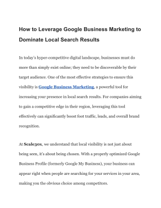 How to Leverage Google Business Marketing to Dominate Local Search Results