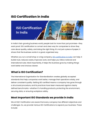 ISO Certification in India