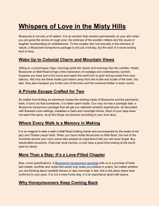 Whispers of Love in the Misty Hills