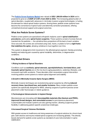 Pedicle Screw Systems Market :  Size, Trends, and Growth Analysis 2032