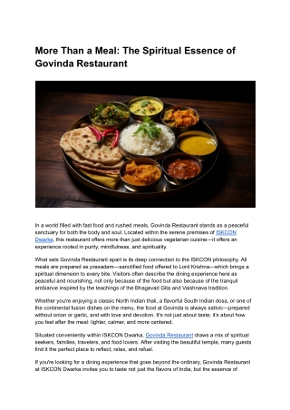 More Than a Meal: The Spiritual Essence of Govinda Restaurant
