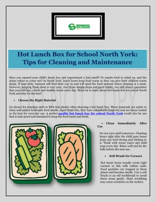 Hot Lunch Box for School North York Tips for Cleaning and Maintenance