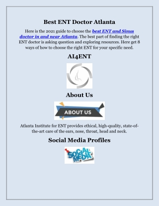 Best ENT Doctor Atlanta