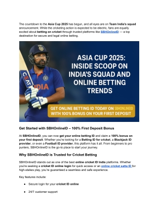 Asia Cup 2025_ India Squad Insights & How to Bet Smart with SBHOnlineID