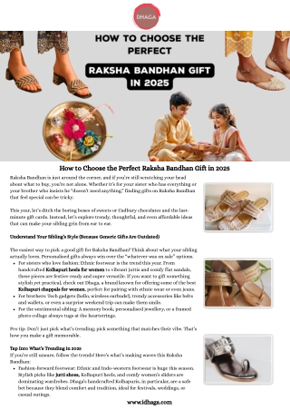 How to Choose the Perfect Raksha Bandhan Gift in 2025